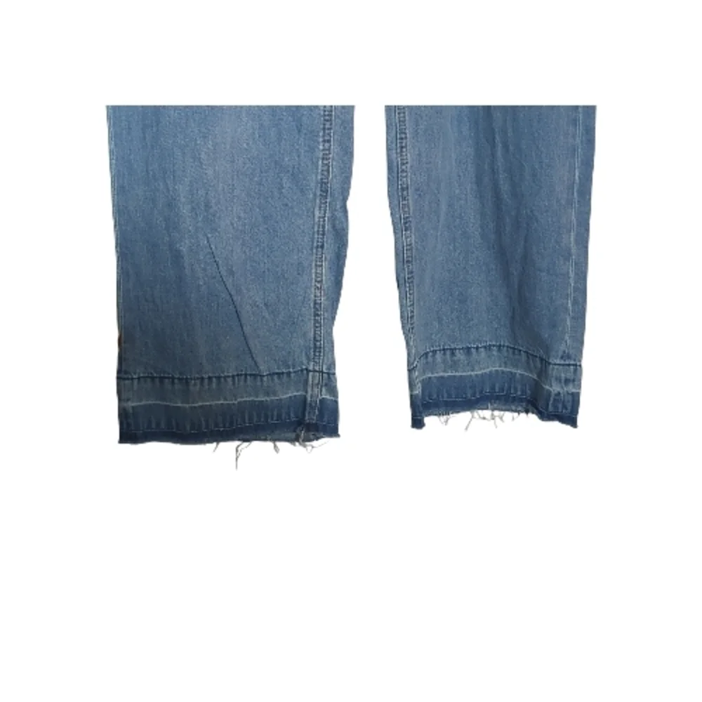Divided 12 Wide Leg Distressed Hem Jeans Back Shadow Pockets Festival Coastal